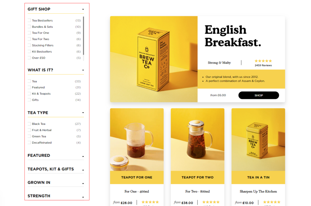 Filter Functionality & internal links to intermediary category pages