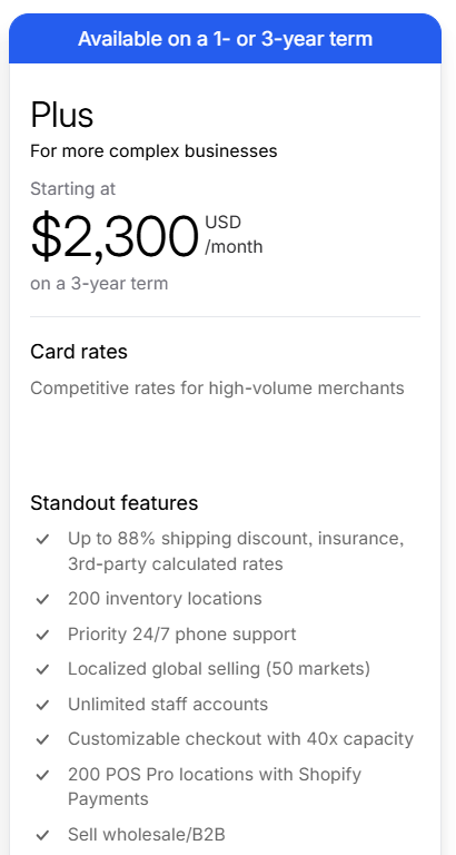 Shopify Plus Subscription Fee for a Month